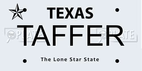 TAFFER Texas License Plate