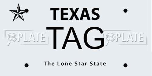 TAG Texas License Plate
