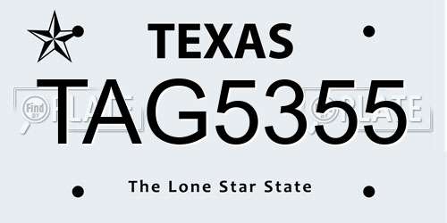 TAG5355 Texas License Plate