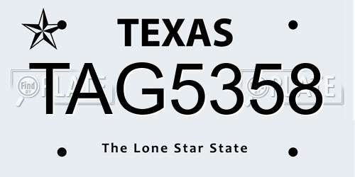 TAG5358 Texas License Plate