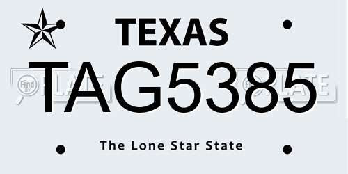 TAG5385 Texas License Plate
