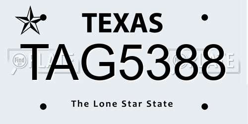 TAG5388 Texas License Plate