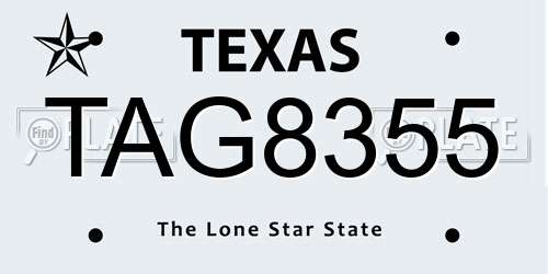 TAG8355 Texas License Plate
