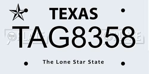 TAG8358 Texas License Plate