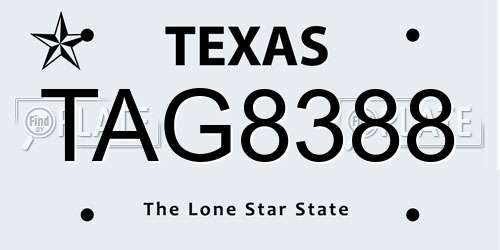 TAG8388 Texas License Plate
