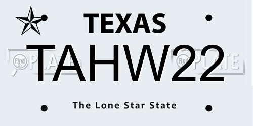 TAHW22 Texas License Plate