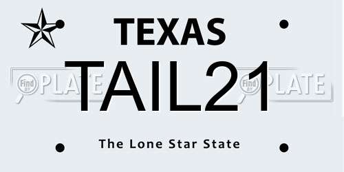 TAIL21 Texas License Plate