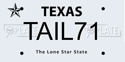 TAIL71 Texas License Plate