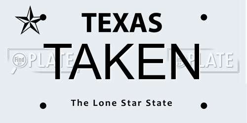 TAKEN Texas License Plate