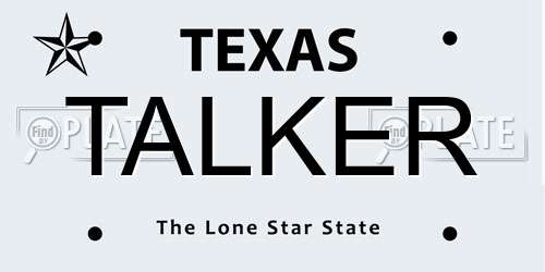 TALKER Texas License Plate