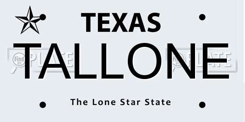 TALLONE Texas License Plate