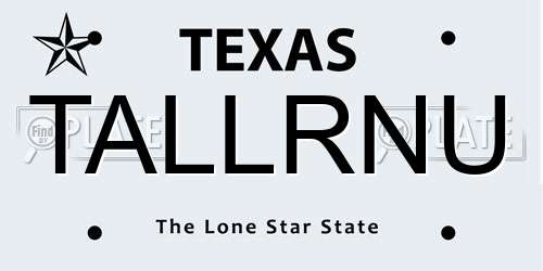 TALLRNU Texas License Plate