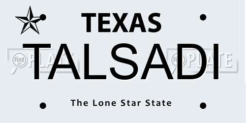 TALSADI Texas License Plate