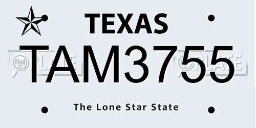 TAM3755 Texas License Plate