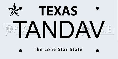 TANDAV Texas License Plate