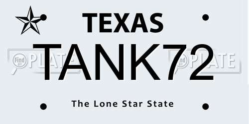 TANK72 Texas License Plate