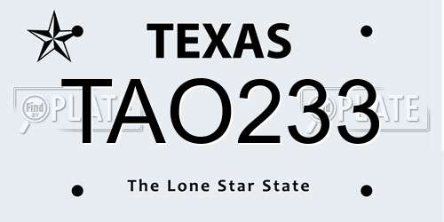 TAO233 Texas License Plate