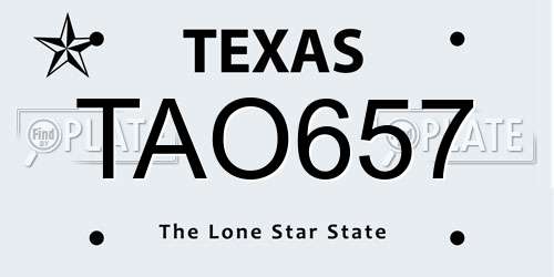 TAO657 Texas License Plate