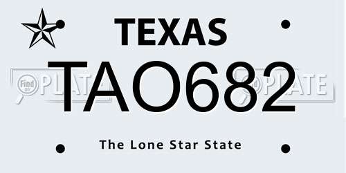 TAO682 Texas License Plate