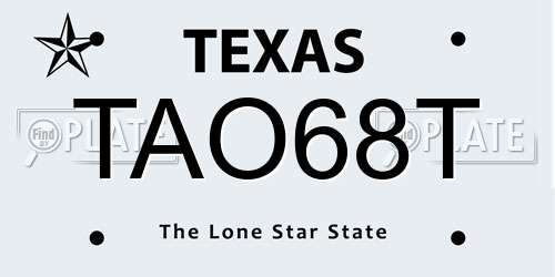 TAO68T Texas License Plate