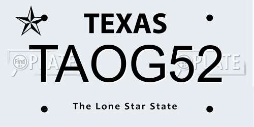 TAOG52 Texas License Plate