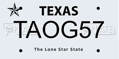TAOG57 Texas License Plate