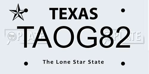 TAOG82 Texas License Plate