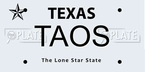 TAOS Texas License Plate