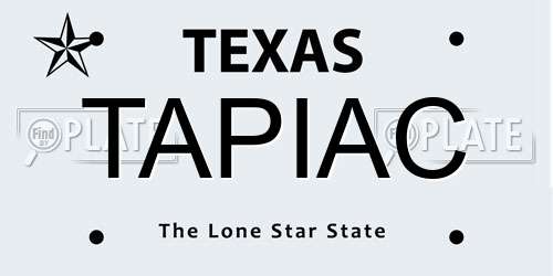 TAPIAC Texas License Plate