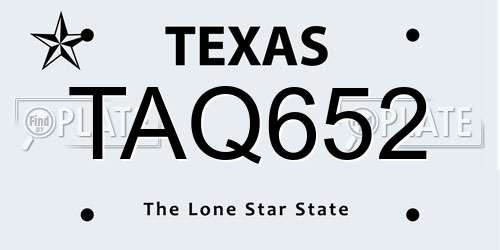 TAQ652 Texas License Plate