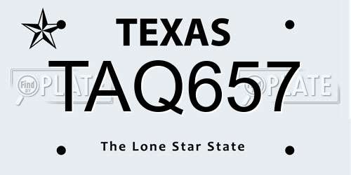 TAQ657 Texas License Plate