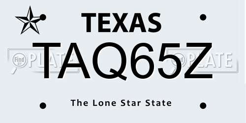 TAQ65Z Texas License Plate