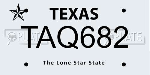 TAQ682 Texas License Plate