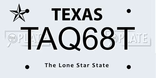 TAQ68T Texas License Plate