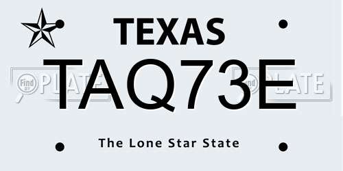 TAQ73E Texas License Plate