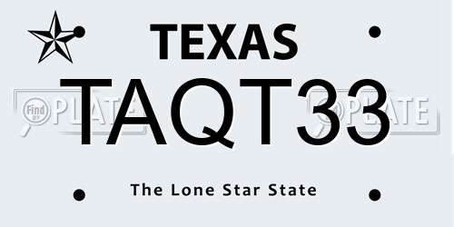 TAQT33 Texas License Plate