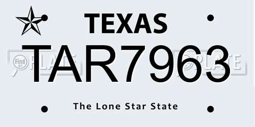 TAR7963 Texas License Plate
