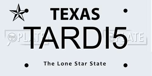 TARDI5 Texas License Plate