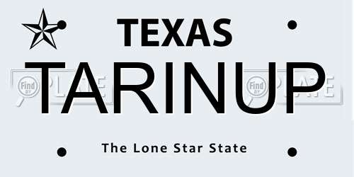 TARINUP Texas License Plate