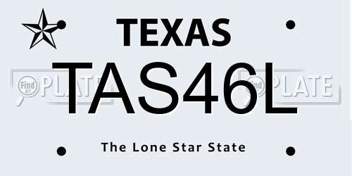 TAS46L Texas License Plate