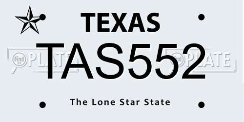 TAS552 Texas License Plate