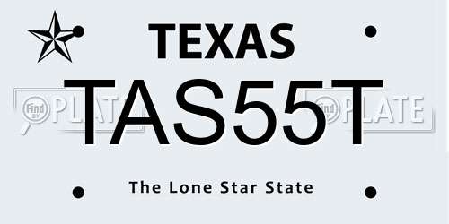 TAS55T Texas License Plate