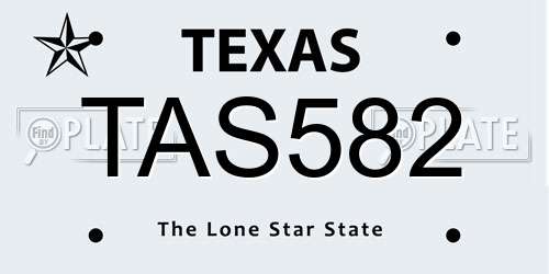 TAS582 Texas License Plate