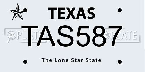 TAS587 Texas License Plate