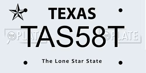 TAS58T Texas License Plate