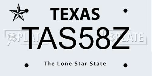 TAS58Z Texas License Plate