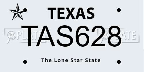 TAS628 Texas License Plate