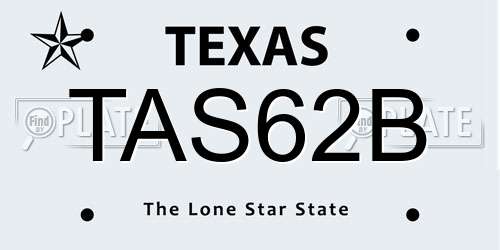 TAS62B Texas License Plate