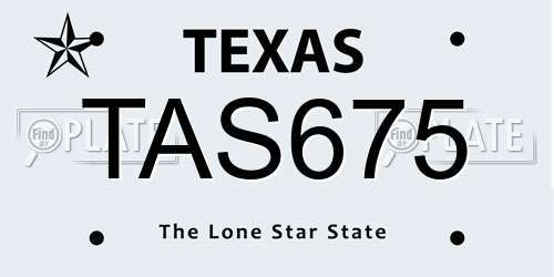 TAS675 Texas License Plate