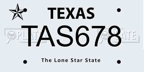 TAS678 Texas License Plate
